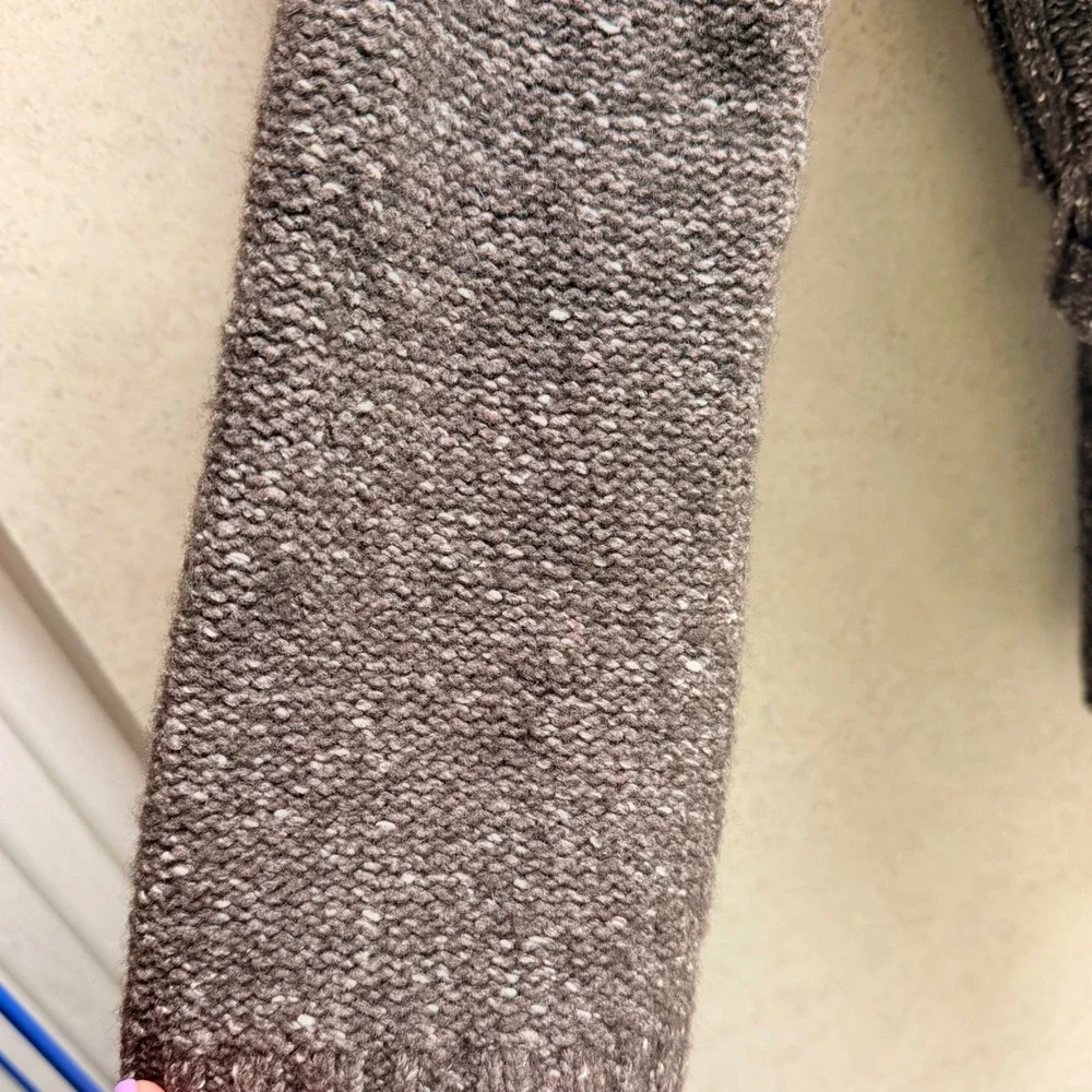 J. Crew Cardigan Sz‎ L Womens Brown Wool Blend  Belted Cozy Shawl Collar Sweater